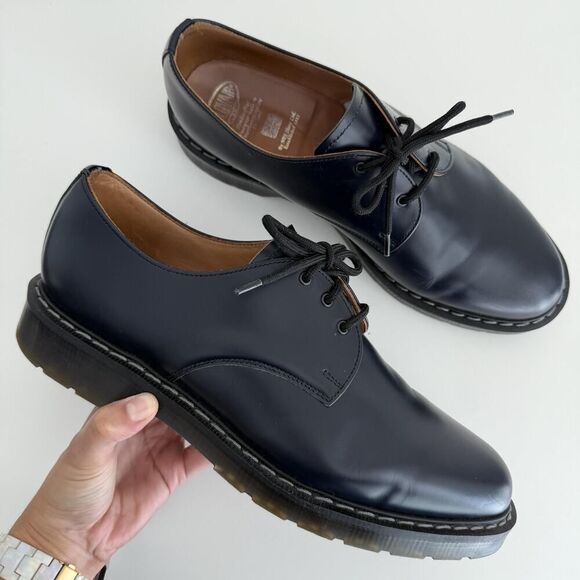 Solovair 3 Eye Gibson Shoes Mens 12.5 Navy Leather Goodyear Welt Derby England